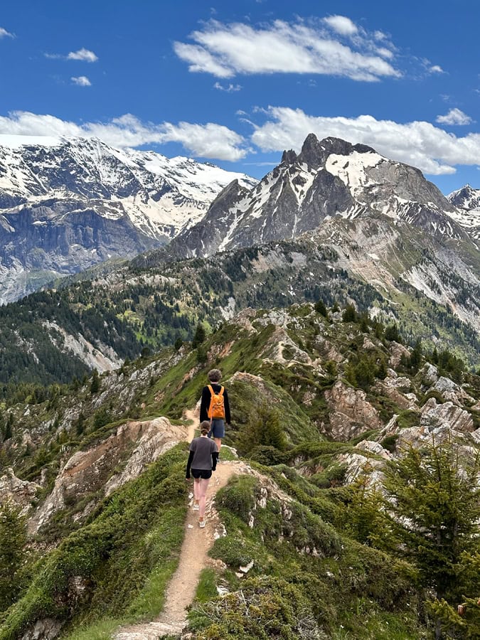 Florence Charvin on a mountain trail in the French Alps
